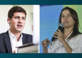 Os pré-candidatos ao governo de Pernambuco, João Campos (PSB) e Raquel Lyra (PSD).