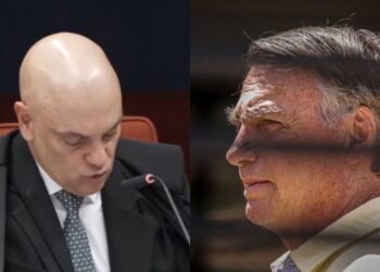 O ministro de STF, Alexandre de Moraes, e o ex-presidente Jair Bolsonaro.