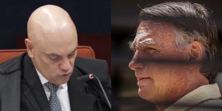 O ministro de STF, Alexandre de Moraes, e o ex-presidente Jair Bolsonaro.