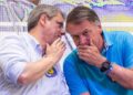 O governador Tarcísio de Freitas (Rep) e o ex-presidente Jair Bolsonaro (PL)