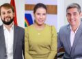 André Teixeira, Raquel Lyra e Rivaldo Melo (esq. p/ dir.)