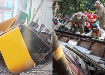 Elevador da Glória descarrila em Lisboa - Portugal.