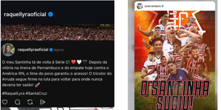 Raquel Lyra (PSD) e João Campos (PSB) comemoram nas redes sociais