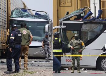 Segundo andar do ônibus foi destruído com o impacto