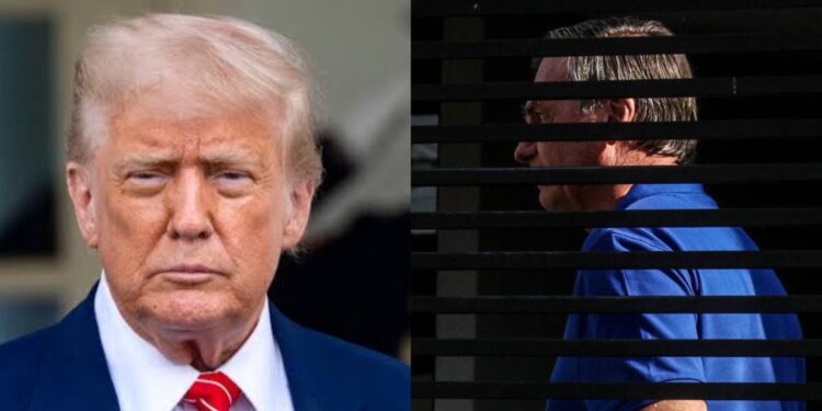 Donald Trump, presidente dos Estados Unidos e 
Jair Bolsonaro ex-presidente em sua casa, em Brasília.