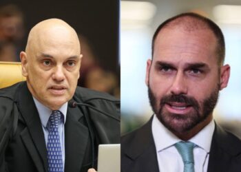 Alexandre de Moraes. Ministro do Supremo Tribunal Federal e Eduardo Bolsonaro
Deputado Federal (PL)
