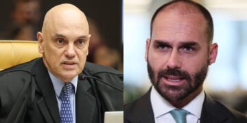 Alexandre de Moraes. Ministro do Supremo Tribunal Federal e Eduardo Bolsonaro
Deputado Federal (PL)