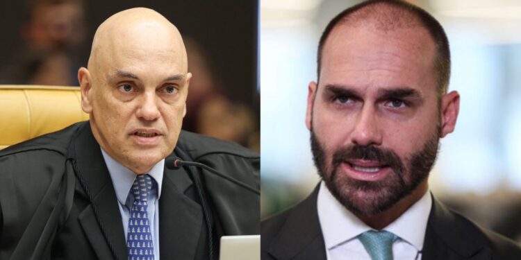 Alexandre de Moraes. Ministro do Supremo Tribunal Federal e Eduardo Bolsonaro
Deputado Federal (PL)