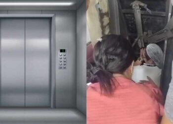 Funcionária ficou feriada após queda de elevador em hospital