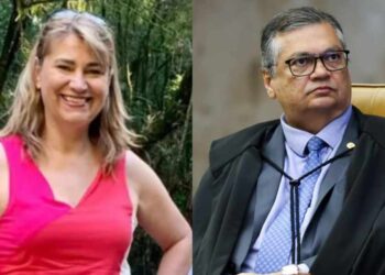 A enfermeira Maria Piontkievicz e o ministro da do STF Flávio Dino