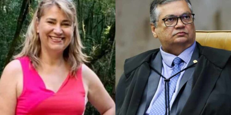 A enfermeira Maria Piontkievicz e o ministro da do STF Flávio Dino