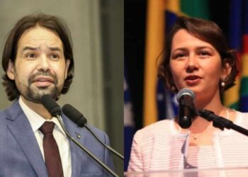 Os deputados Diogo Moraes (PSB) e Débora Almeida (PSDB)