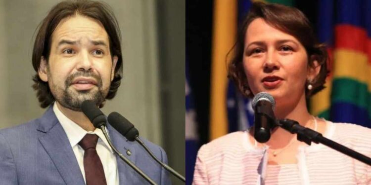 Os deputados Diogo Moraes (PSB) e Débora Almeida (PSDB)