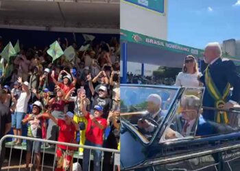 Lula passou em revista às tropas a bordo do Rolls Royce presidencial