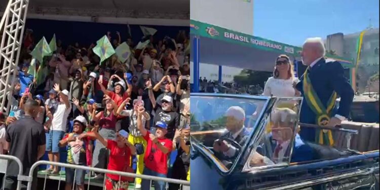 Lula passou em revista às tropas a bordo do Rolls Royce presidencial