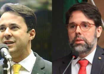 Da esq para dir, o presidente do PL de Pernambuco, Anderson Ferreira (PL-PE) e o vereador Paulo Muniz