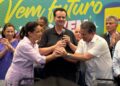 Raquel Lyra, Gilberto Kassab e André de Paula (esq. p/ dir.)