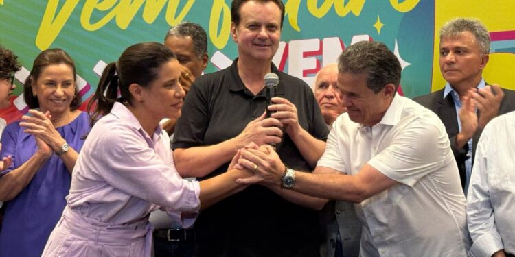 Raquel Lyra, Gilberto Kassab e André de Paula (esq. p/ dir.)