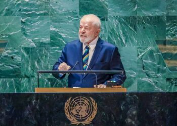 O presidente do Brasil durante discurso na ONU.
