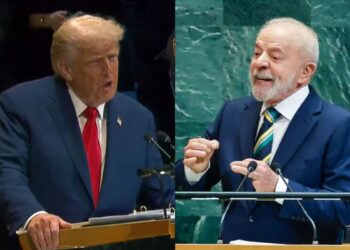 O presidentes dos EUA, Donald Trump, e do Brasil, Luiz Inácio Lula da Silva.
