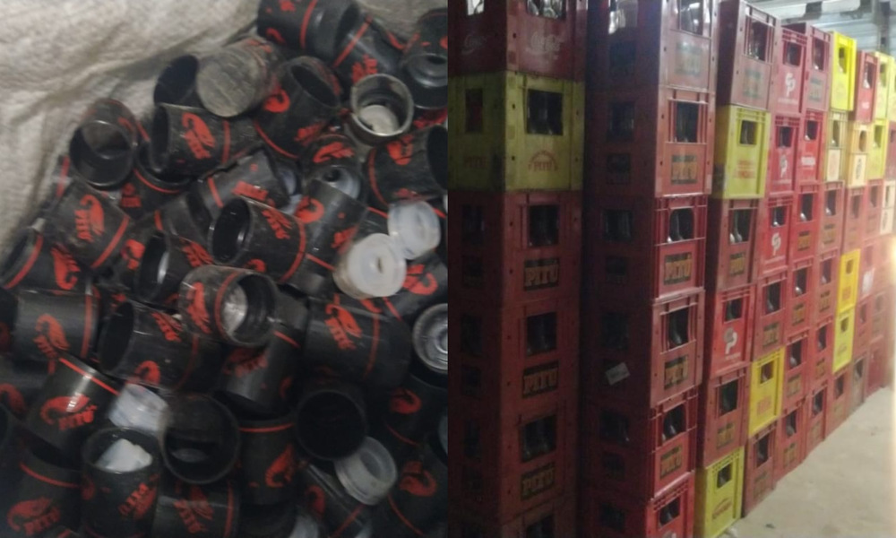Polícia estoura outra fábrica, com 1,5 mil garrafas de Pitu, Dreher e Montilla falsas