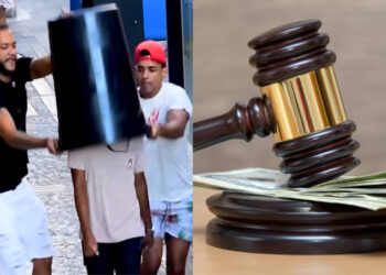 Rafael Chocolate, de boné vermelho, gravando pegadinha no Recife