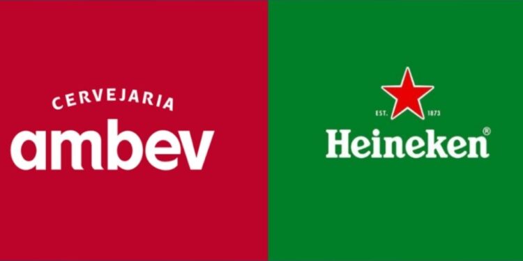 Ambev e Heineken disputam o mercado de cervejaria.