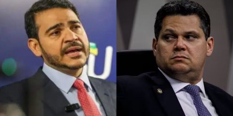 O ministro da AGU, Jorge Messias, e o senador Davi Alcolumbre (UNIÃO).