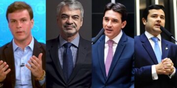 Da esquerda para a direita: Miguel Coelho, Humberto Costa, Silvio Costa Filho e Eduardo da Fonte.