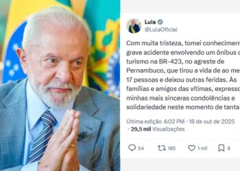 Lula presta condolências após acidente de ônibus em PE