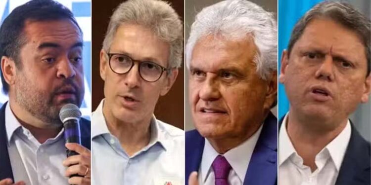 Cláudio Castro, Romeu Zema, Ronaldo Caiado e Tarcísio de Freitas (esq. p/ dir.)