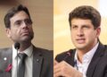 Vereador Eduardo Moura (NOVO) e o prefeito João Campos (PSB)