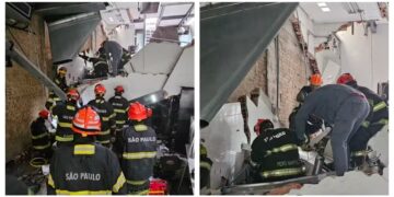 O teto do restaurante na Bela Vista, desabou nesta quarta-feira (8)