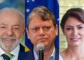 Lula (PT), Tarcísio de Freitas (Republicanos), Michelle Bolsonaro (PL)