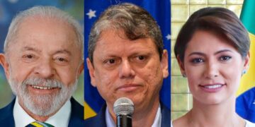 Lula (PT),  Tarcísio de Freitas (Republicanos), Michelle Bolsonaro (PL)