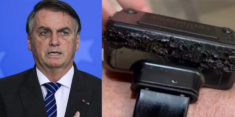 Tornozeleira eletrônica de Bolsonaro com sinais de queimaduras