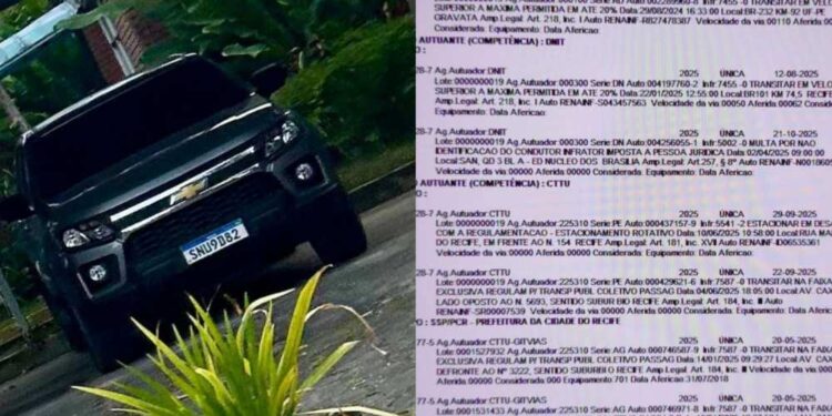 A S10 usada pelo presidente do Detran acumula multas de R$ 1.665