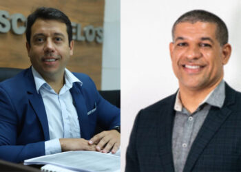 Flávio do Cartório (PSD) e seu vice Professor Eduardo (PSD) (esq. p/ dir.)