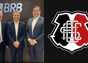 O deputado Augusto Coutinho; o presidente afastado Paulo Henrique Costa; e Bruno Rodrigues, presidente do Santa