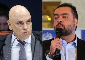 O ministro do STF Alexandre de Moraes e o governador do Rl, Cláudio Castro (PL)