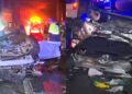 Carro capotou e uma das vítimas foi atropelada por outro veículo