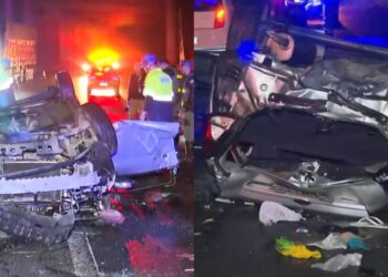 Carro capotou e uma das vítimas foi atropelada por outro veículo