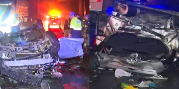 Carro capotou e uma das vítimas foi atropelada por outro veículo