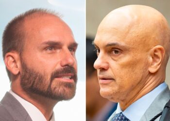 O deputado federal Eduardo Bolsonaro (PL) e ministro o STF Alexandre de Moraes