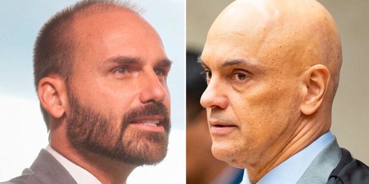 O deputado federal Eduardo Bolsonaro (PL) e ministro o STF Alexandre de Moraes