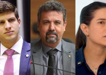 João Campos (PSB), Alcides Teixeira (Avante) e Raquel Lyra (PSD)