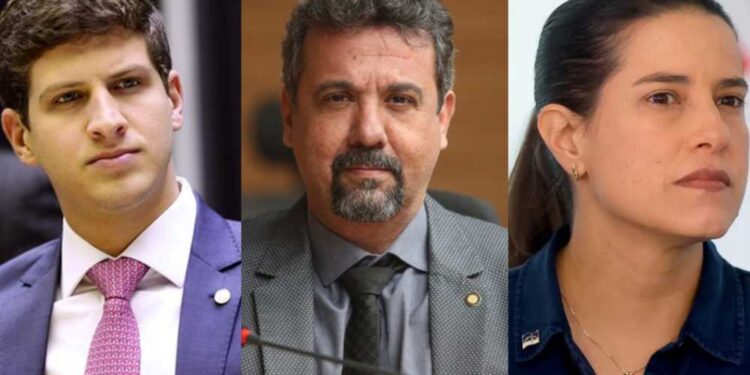 João Campos (PSB), Alcides Teixeira (Avante) e Raquel Lyra (PSD)