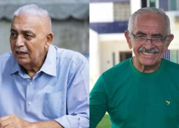 O prefeito Ramos (E) culpa a gestão do antecessor, Yves Ribeiro, pelas más aplicações no Banco Master