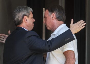 Tarcísio de Freitas (Republicanos) e Bolsonaro (PL).