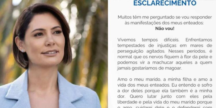 Michelle Bolsonaro rebate críticas dos filhos de Jair Bolsonaro
